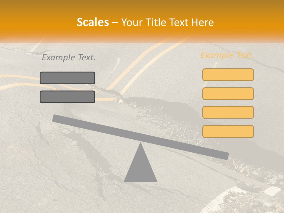 A Cracked Road With A Yellow Line On It PowerPoint Template