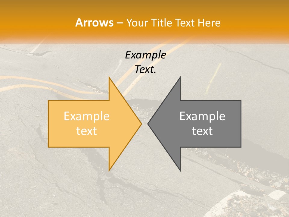 A Cracked Road With A Yellow Line On It PowerPoint Template