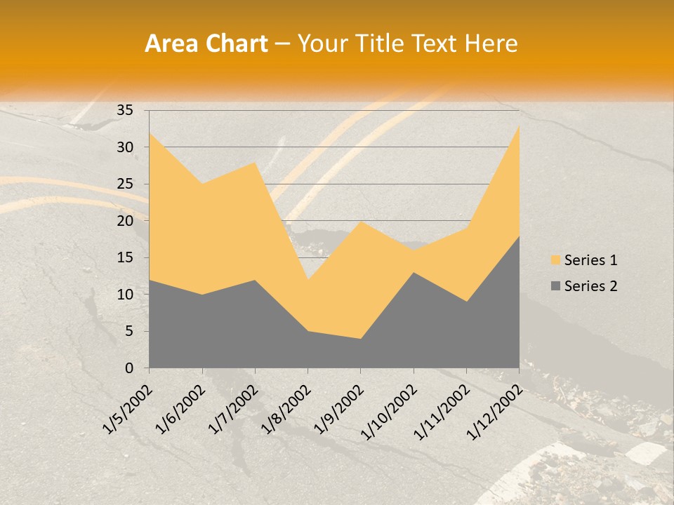 A Cracked Road With A Yellow Line On It PowerPoint Template