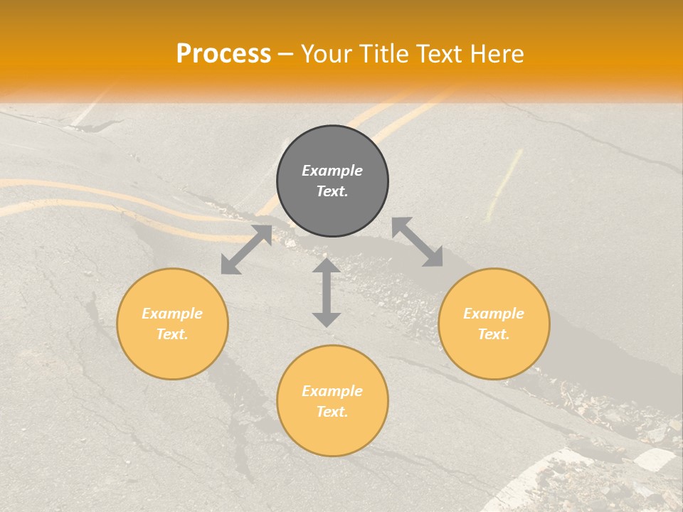 A Cracked Road With A Yellow Line On It PowerPoint Template