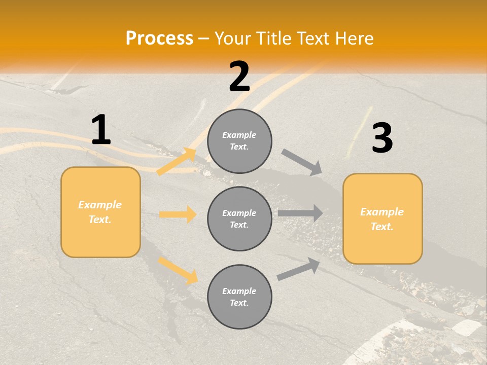 A Cracked Road With A Yellow Line On It PowerPoint Template