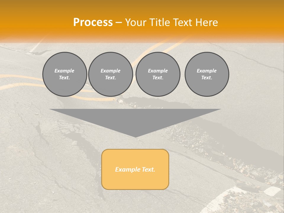 A Cracked Road With A Yellow Line On It PowerPoint Template