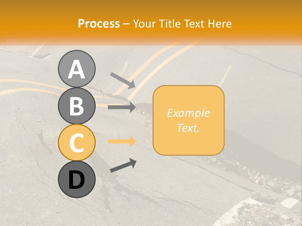 A Cracked Road With A Yellow Line On It PowerPoint Template