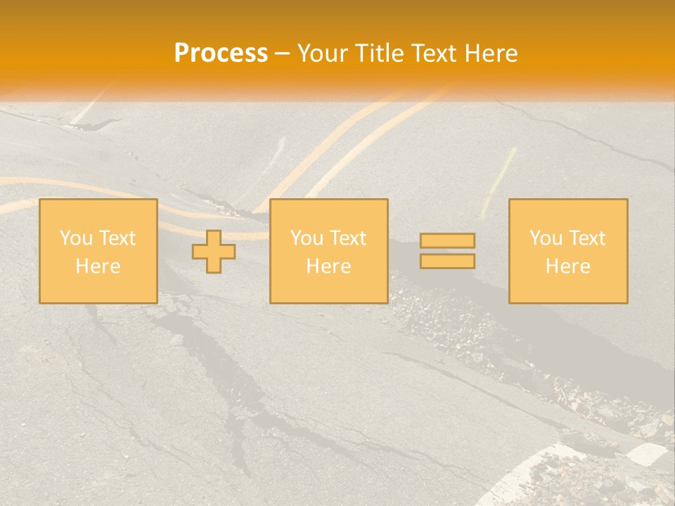 A Cracked Road With A Yellow Line On It PowerPoint Template