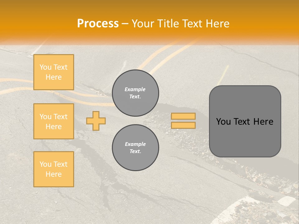 A Cracked Road With A Yellow Line On It PowerPoint Template
