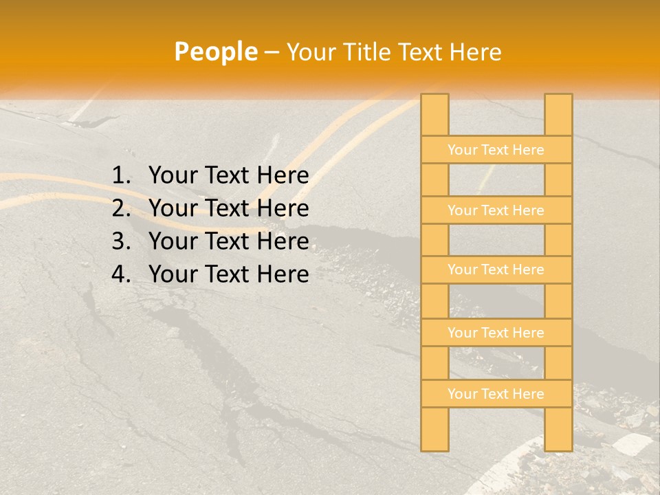 A Cracked Road With A Yellow Line On It PowerPoint Template