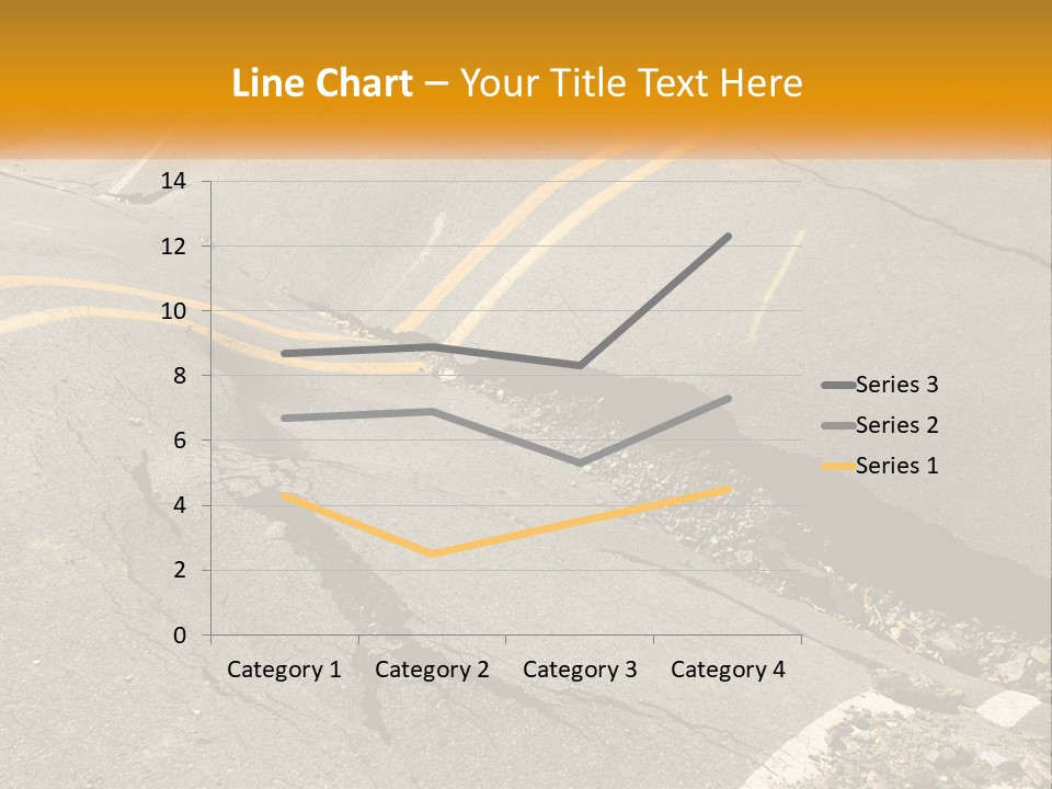 A Cracked Road With A Yellow Line On It PowerPoint Template