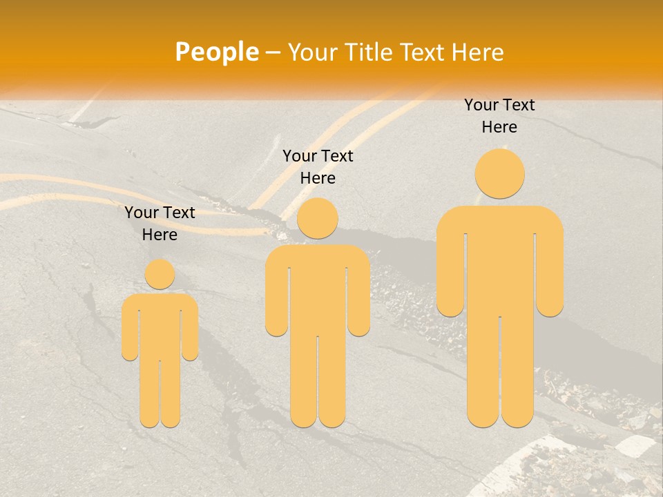 A Cracked Road With A Yellow Line On It PowerPoint Template