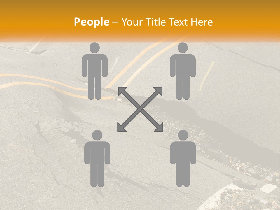 A Cracked Road With A Yellow Line On It PowerPoint Template