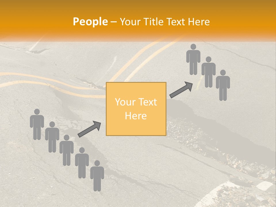 A Cracked Road With A Yellow Line On It PowerPoint Template