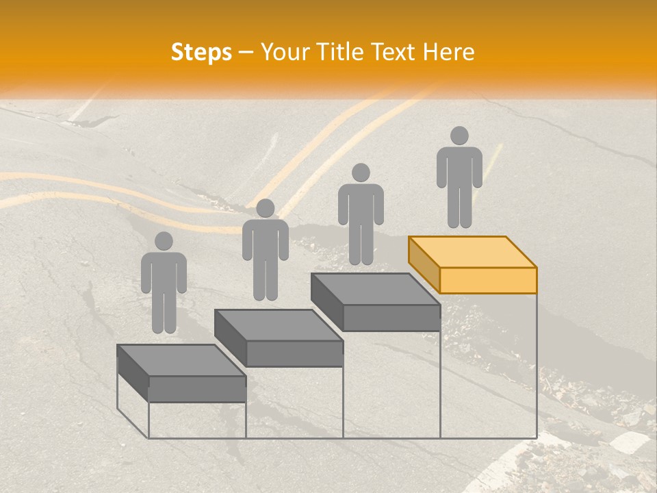 A Cracked Road With A Yellow Line On It PowerPoint Template