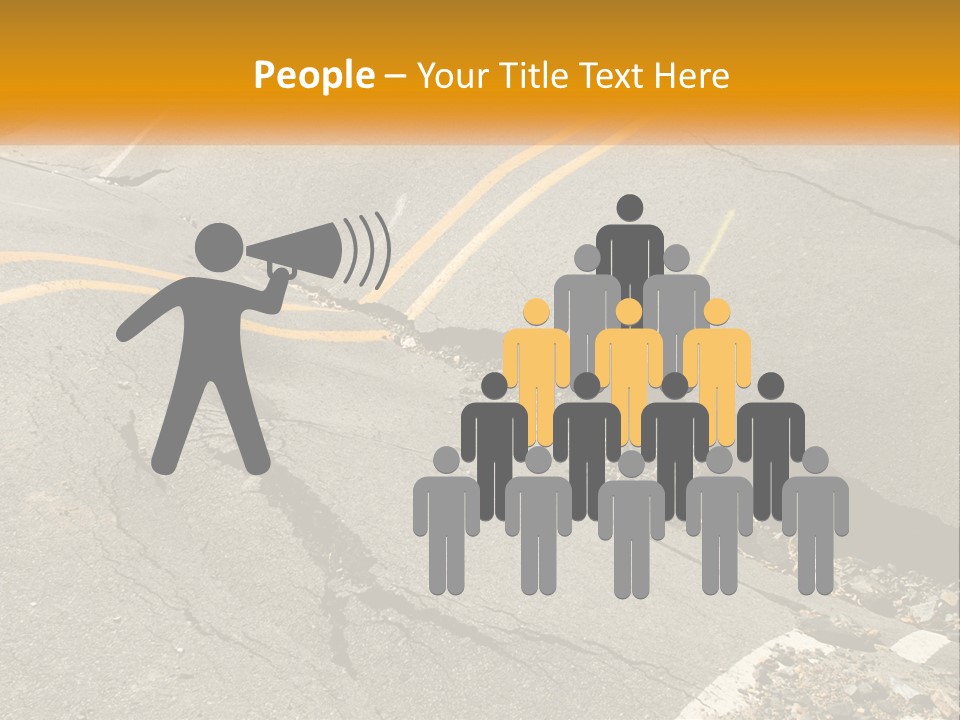 A Cracked Road With A Yellow Line On It PowerPoint Template