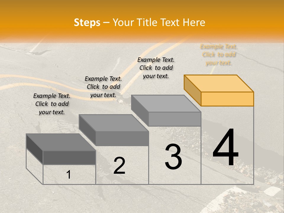 A Cracked Road With A Yellow Line On It PowerPoint Template