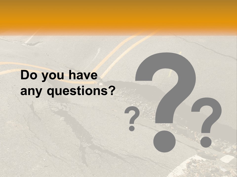 A Cracked Road With A Yellow Line On It PowerPoint Template