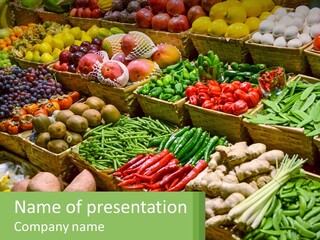 A Large Display Of Fresh Fruits And Vegetables PowerPoint Template