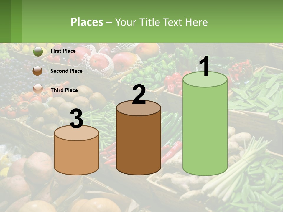 A Large Display Of Fresh Fruits And Vegetables PowerPoint Template