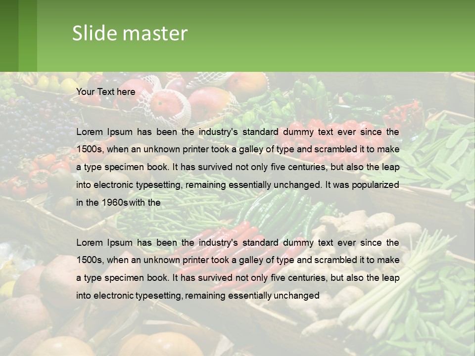 A Large Display Of Fresh Fruits And Vegetables PowerPoint Template