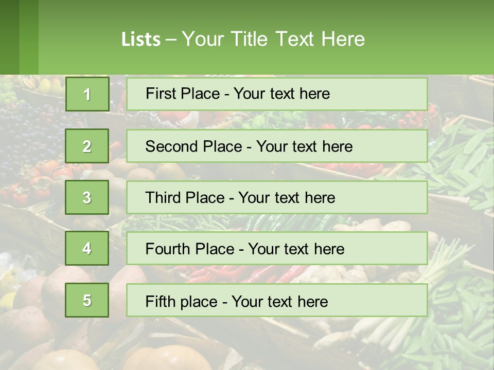 A Large Display Of Fresh Fruits And Vegetables PowerPoint Template