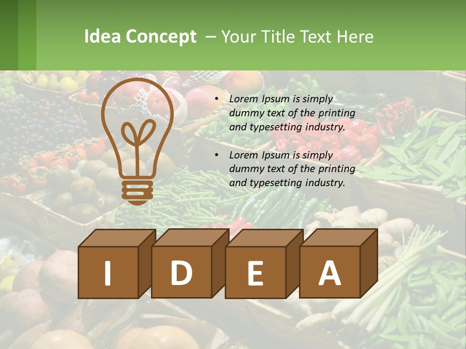 A Large Display Of Fresh Fruits And Vegetables PowerPoint Template