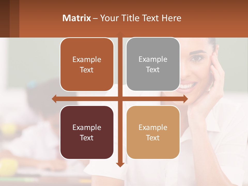 A Woman Sitting At A Desk With A Boy In The Background PowerPoint Template