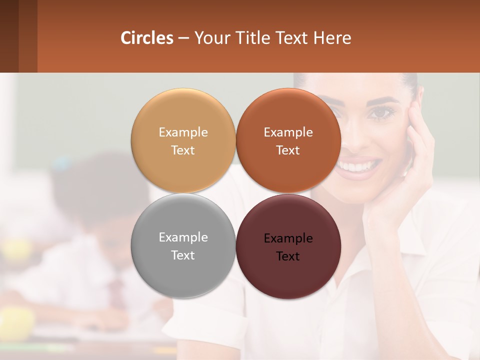 A Woman Sitting At A Desk With A Boy In The Background PowerPoint Template