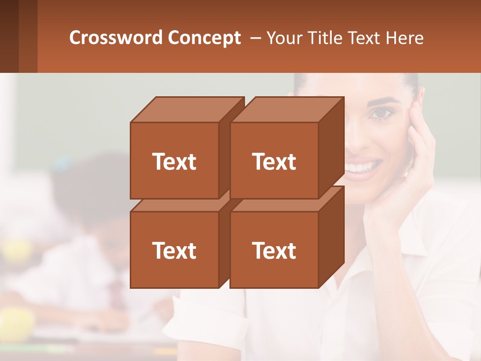 A Woman Sitting At A Desk With A Boy In The Background PowerPoint Template