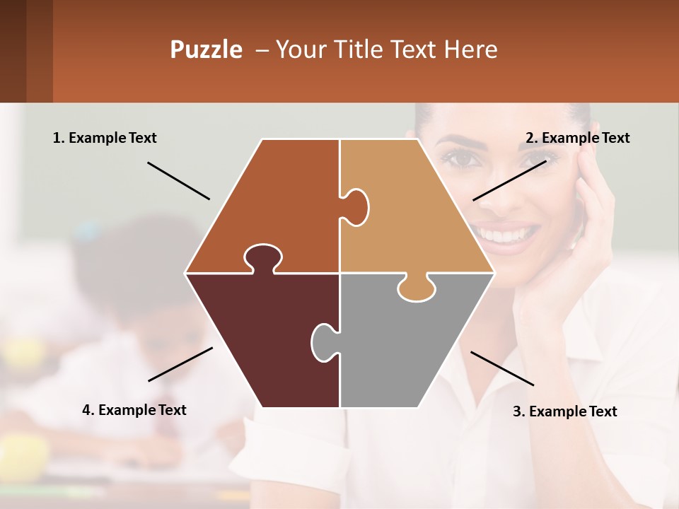 A Woman Sitting At A Desk With A Boy In The Background PowerPoint Template