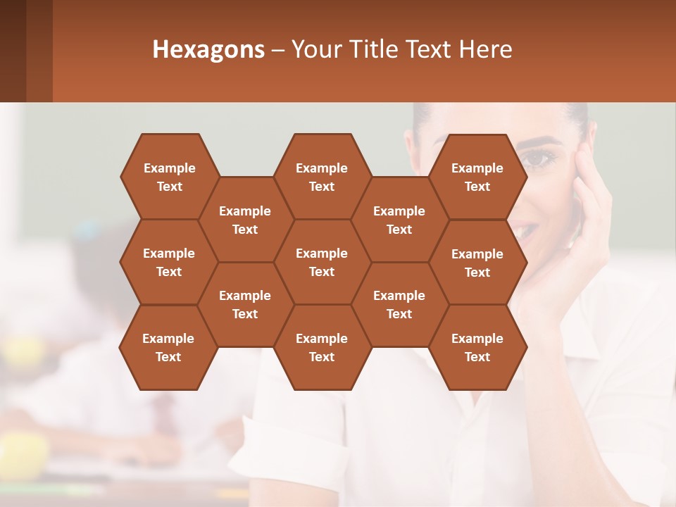 A Woman Sitting At A Desk With A Boy In The Background PowerPoint Template