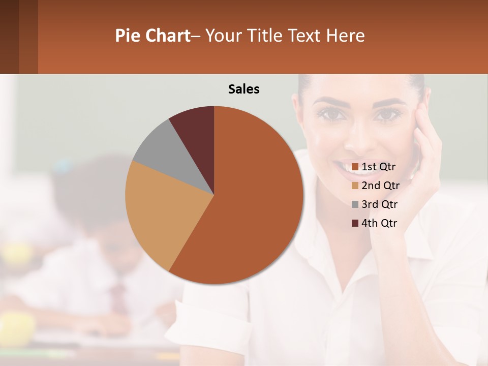 A Woman Sitting At A Desk With A Boy In The Background PowerPoint Template