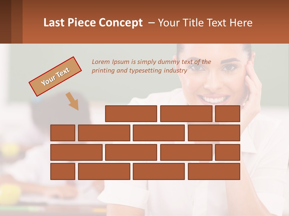 A Woman Sitting At A Desk With A Boy In The Background PowerPoint Template