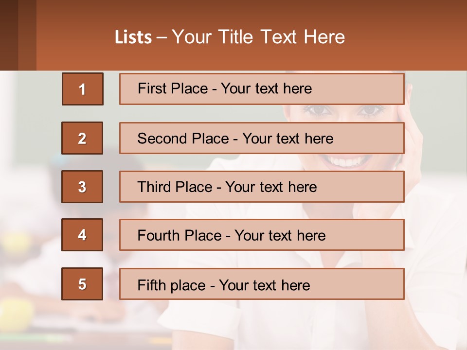 A Woman Sitting At A Desk With A Boy In The Background PowerPoint Template