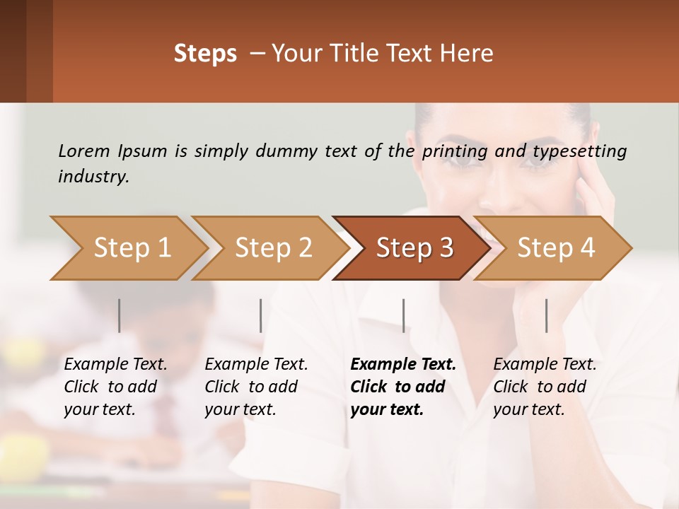 A Woman Sitting At A Desk With A Boy In The Background PowerPoint Template