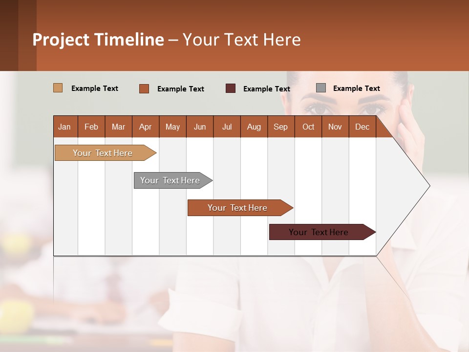 A Woman Sitting At A Desk With A Boy In The Background PowerPoint Template