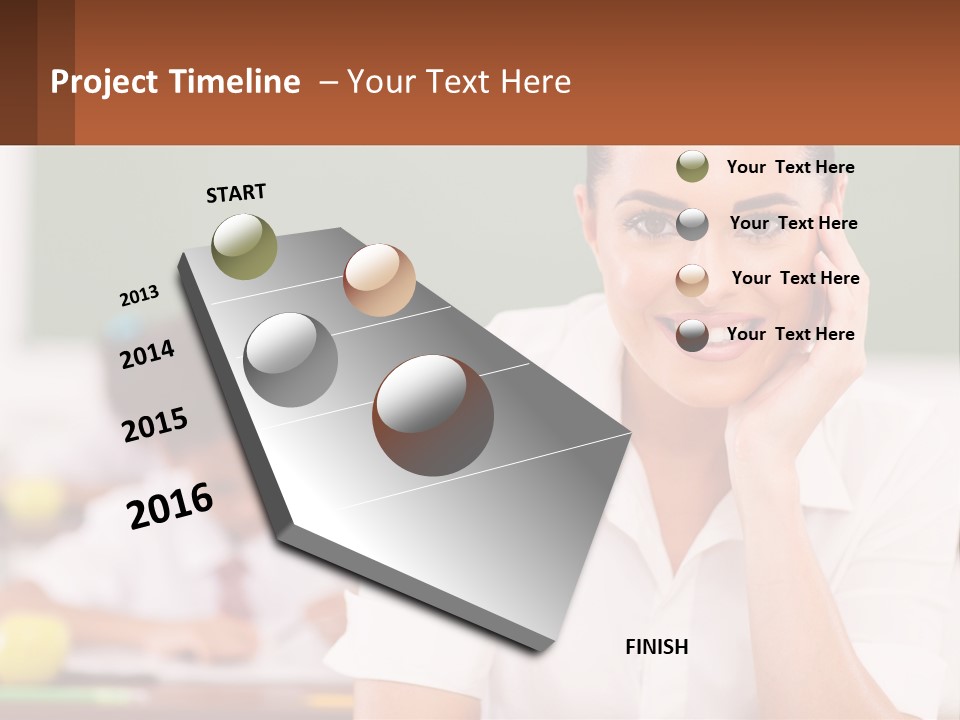A Woman Sitting At A Desk With A Boy In The Background PowerPoint Template