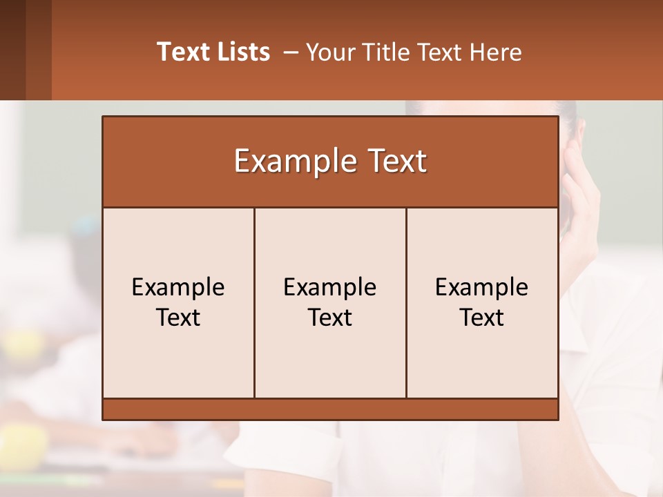 A Woman Sitting At A Desk With A Boy In The Background PowerPoint Template