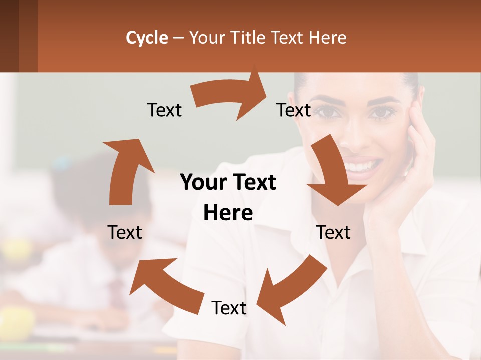 A Woman Sitting At A Desk With A Boy In The Background PowerPoint Template