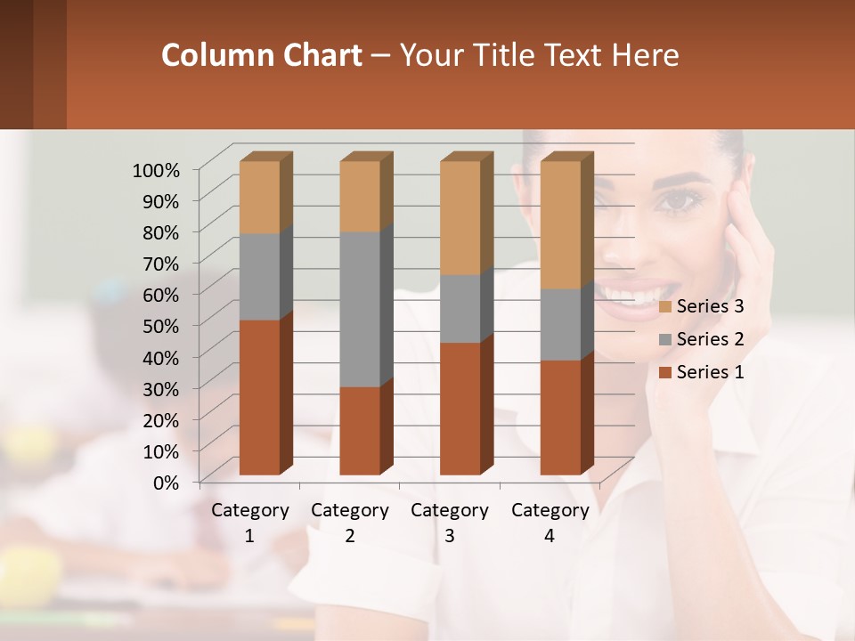 A Woman Sitting At A Desk With A Boy In The Background PowerPoint Template