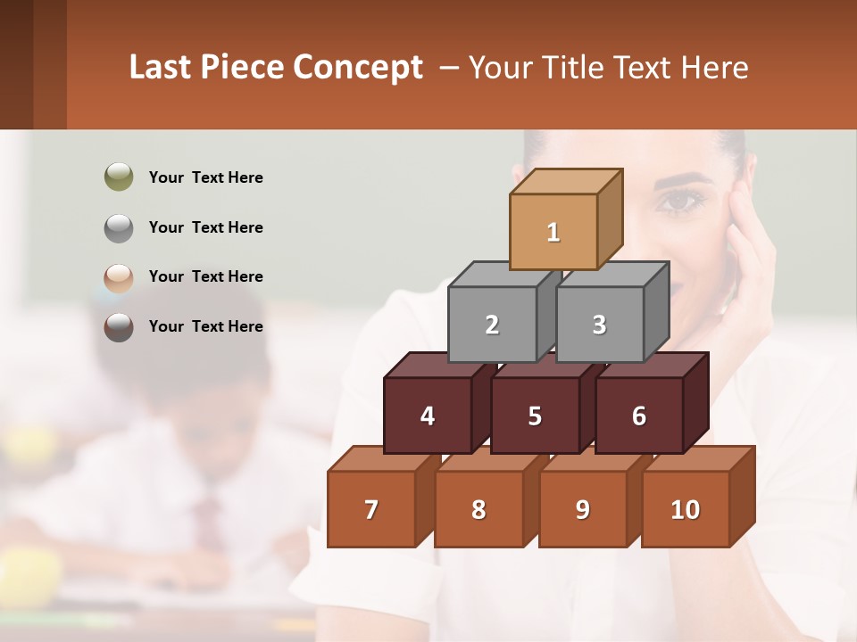 A Woman Sitting At A Desk With A Boy In The Background PowerPoint Template