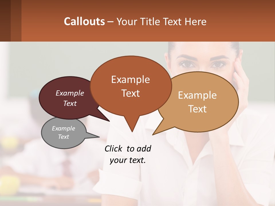 A Woman Sitting At A Desk With A Boy In The Background PowerPoint Template