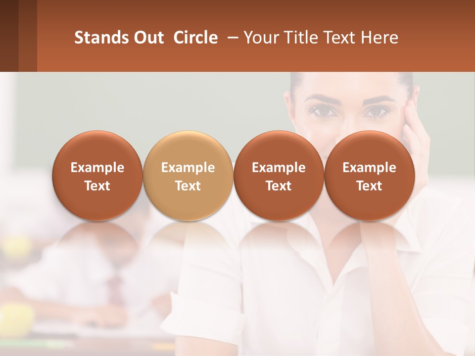 A Woman Sitting At A Desk With A Boy In The Background PowerPoint Template