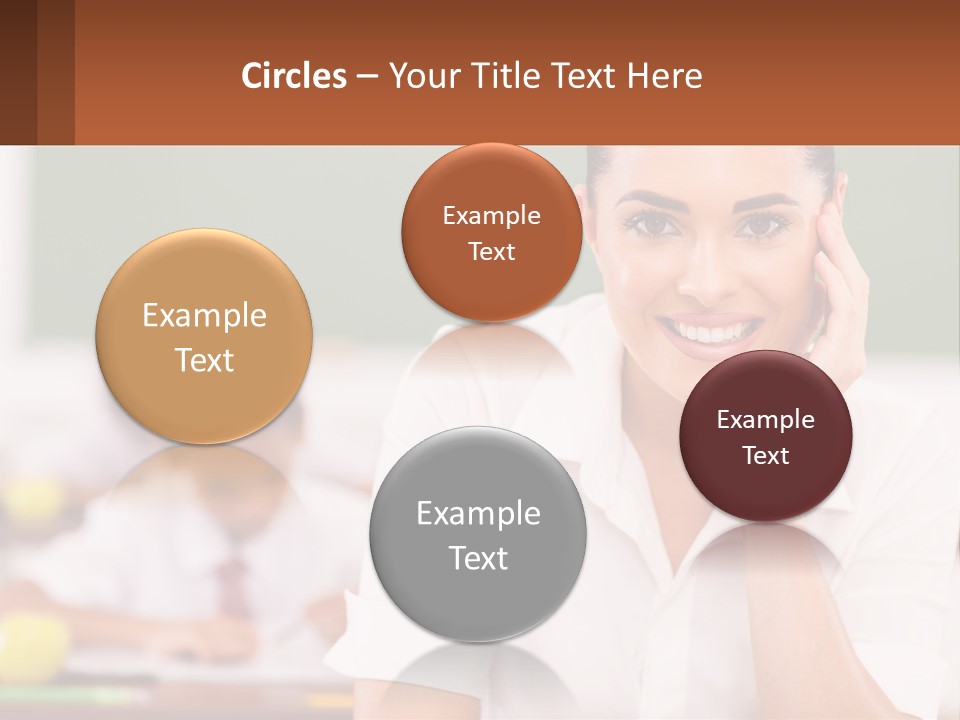 A Woman Sitting At A Desk With A Boy In The Background PowerPoint Template