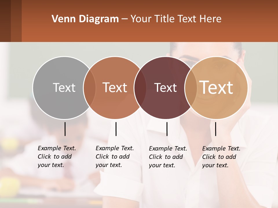 A Woman Sitting At A Desk With A Boy In The Background PowerPoint Template