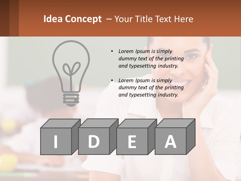 A Woman Sitting At A Desk With A Boy In The Background PowerPoint Template