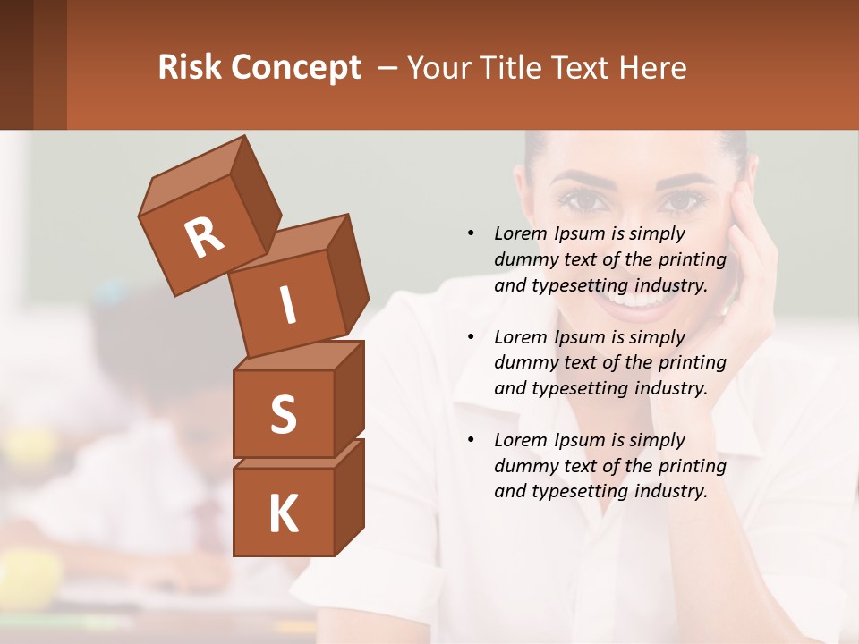 A Woman Sitting At A Desk With A Boy In The Background PowerPoint Template