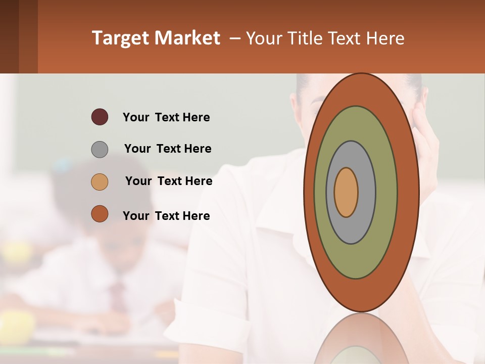 A Woman Sitting At A Desk With A Boy In The Background PowerPoint Template