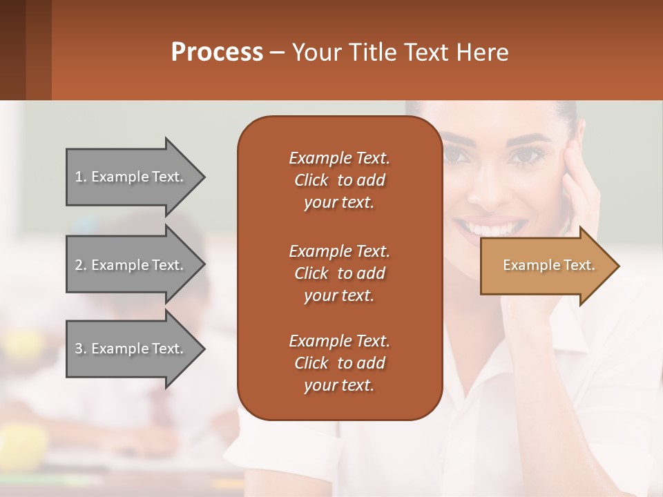 A Woman Sitting At A Desk With A Boy In The Background PowerPoint Template
