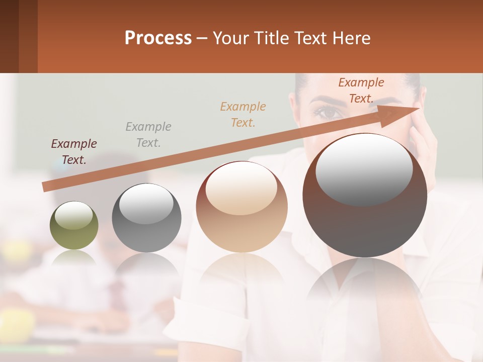 A Woman Sitting At A Desk With A Boy In The Background PowerPoint Template