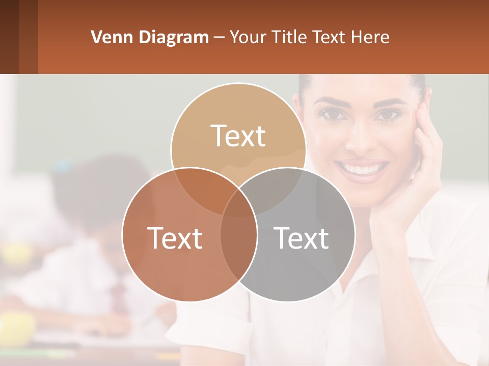 A Woman Sitting At A Desk With A Boy In The Background PowerPoint Template