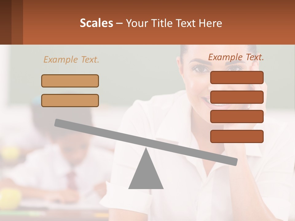 A Woman Sitting At A Desk With A Boy In The Background PowerPoint Template