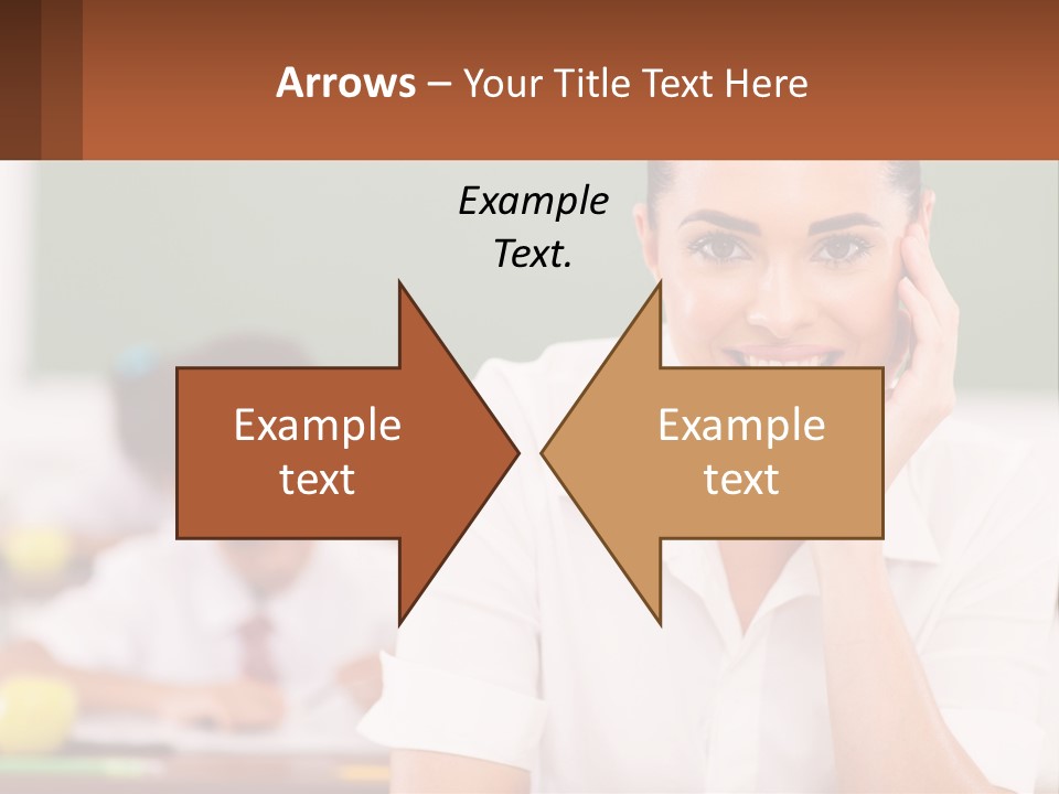 A Woman Sitting At A Desk With A Boy In The Background PowerPoint Template